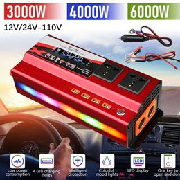 Jump Starter 3000W 6000W Peaks Car Power Inverter Solar Converter Sine Wave 12V24V DC TO 110V AC or 220V HKD230710