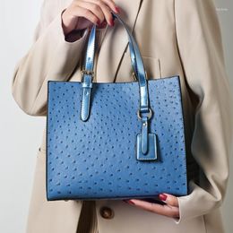 Evening Bags Luxury Pu Leather Handbags For Ladies Ostrich Pattern Tote Bag 2023 Women Brand Large Messenger Big Blue Casual Shoulder