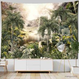 Tapestries King Landscape Plant Tapestry Natural Simple Tropical Wall Hanging Aesthetics Dormitory Home Decor R230710