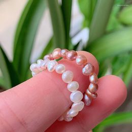 Wedding Rings Luxury Natural Pearl Minimalist Irregular Baroque Pearls Stackable Ring Bands Fashion Jewellery For Women Girls Gift