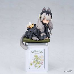 Action Toy Figures 15CM Tea Cat Anime Figure Cute Cat Girl Model Toy Figure Action Decoration Cat Can Food Toy Gift Collection R230710