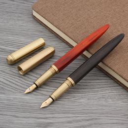 Fountain Pens luxury Quality brand Red wood Pen brass Copper Calligraphy Golden M Nib INK pen Business Office school supplies 230707