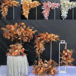 Decorative Flowers & Wreaths Silk Artificial Wedding Supplies Floral Arrangement Marriage Stage Road Lead Flower Row Home Backdrop Wall Deco
