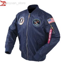 Men's Jackets Autumn Apollo Thin 100th SPACE SHUTTLE MISSION Thin MA1 Bomber Hiphop US Air Force Pilot Flight Korean College Jacket For Men HKD230710