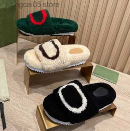 Slippers 2022 high quality winter Men Cartoon fashion Lazy black white letter women designer shoes sexy platform Lady 0% keep warm wool flops Large size