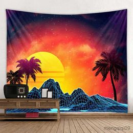 Tapestries Sunset tree Tapestry Flower Wall Hanging Room Sky Carpet Dorm Tapestries Art Home Decoration Accessories R230710