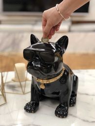 Decorative Objects Figurines French Bulldog Piggy bank Dog Figurine Money Box For Child Gift Home Decorations Coin Storage Box Holder Coin Bank Toy For Kids T230710