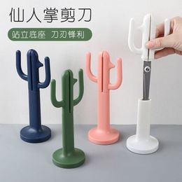 Office Scissors Creative kawaii green cactus tiny scissors standing child safety stationary art cute plastic stationery 230707