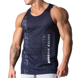 Men's Tank Tops Mesh Quick Dry Tank Top Men Gym Fitness Bodybuilding Training Sleeveless Shirt Male Summer Casual Stringer Singlet Vest Clothing 230710