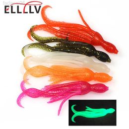 Baits Lures ELLLV 5pcs 10cm/4g Octopus Squid Bait Fluo Saltwater Snapper Fishing Soft Lure TPR Material Kabura Pesca Wobbler Fishing Tackle HKD230710