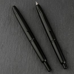 Fountain Pens Arrival MAJOHN A1 Retro Matte Black Retractable Pen 04mm EF Nib Press Ink for Writing Office Stationery 230707