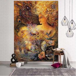 Tapestries Fantasy Angel Art Print Tapestry Wall Decoration Room Background Fabric Sofa Bed Sheet