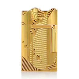 Gold Sleep Mermaid Pattern Vintage Lighter Cigarette Smoking No Gas Lighters Classic Sound Metal Fire Men Collection 3ALC