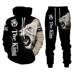 Men's Tracksuits Manic Lion Autumn And Winter 3D Printing Hooded Hoodie Set Sportswear Long-sleeved Suit