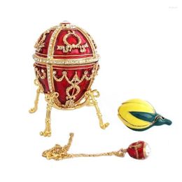 Jewelry Pouches YAFFIL Box Handcraft Red Vintage Egg Cases Rosebud Standing For Trinket Storage Luxury Jewellery Case Handmade