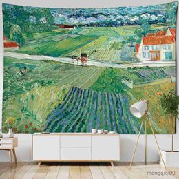 Tapestries Idyllic Scenery Van Gogh Oil Painting Tapestry Wall Hanging Simple Home Art Aesthetic Living Room Home Decoration Women Children R230710