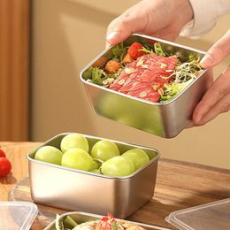 Dinnerware Sets Snack Containers Leak-proof Lunch Box Reusable Pot With Lid For Outdoor Picnic Camping Stainless Steel Receptacle