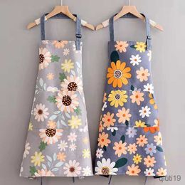 Kitchen Apron New Cotton Canvas Fashion Waterproof Apron Kitchen Aprons for Women Men Cooking Female Adult Thin Breathable Male Work R230710