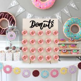 Party Supplies Wooden Donut Stand Wall Doughnut Holder Board Kids Birthday Table Decor Baby Shower Wedding Favours Mariage