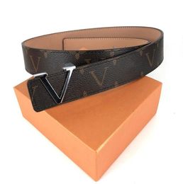 designer belt for men and women belt 3.8cm width brand belt gold silver black L buckle V luxury plaid belts genuine leather fashion classic designer belt men