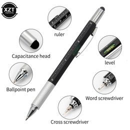 Ballpoint Pens 7 in1 Multifunction Pen with Modern Handheld Tool Measure Technical Ruler Screwdriver Touch Screen Stylus Spirit Level 230707