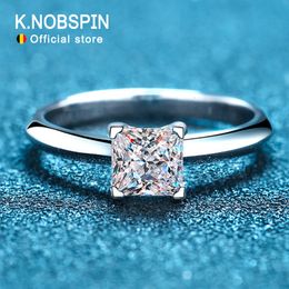 With Side Stones Knobspin Pricess Cut Ring 925 Sterling Sliver 1CT 2CT D VVS1 Lab Diamond with GRA Fine Wedding Rings for Women 230707