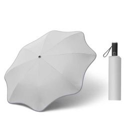 Umbrellas New Round Corner Umbrella Night Reflective Automatic Umbrella Folding Anti-poke Black Glue Anti-wind Luxury Designer