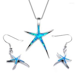 Necklace Earrings Set Fashion Animal Accessories For Women Imitation White Fire Opal Starfish Pendant Wedding Jewellery Gift