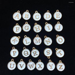 Pendant Necklaces A-Z Initial Alphabet Necklace Pendants 12 15MM Round Enamel Alloy DIY Jewelry Gold Tone Plated Oil Drop Letter Charm