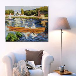 Boating on The Seine Pierre Auguste Renoir Paintings Reproduction Hand Painted Canvas Art Landscape Artwork for Wall Decor