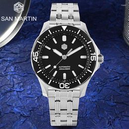 Wristwatches San Martin Men Luxury Diving Watch 41.5mm YN55 Automatic Mechanical Wristwatch Sapphire Crystal 20Bar Waterproof BGW9 Luminous