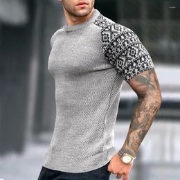 Men's T Shirts Vintage Print Short Sleeve Waffle T-Shirt Male Youth Summer Streetwear O Neck Pullover Slim Fit Tops Commuter Casual Tees