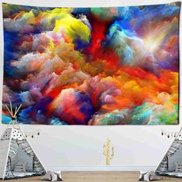 Tapestries Colourful Clouds Tapestry Wall Hanging Sandy Beach Throw Rug Blanket Pad Camping Tent Travel Mattress Home Decor R230710