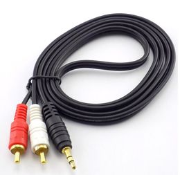 Male Jack to AV 2 RCA Male Stereo Music Audio Cable Cord AUX for Mp3 Phone TV Sound Speakers