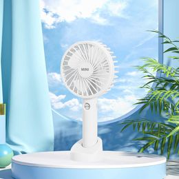 Electric Fans USB Mini Fan 1000/1200mAh Bracket Base Speed Adjustment Small Desktop Air Cooler Portable Cooling Rechargeable Hand Fans