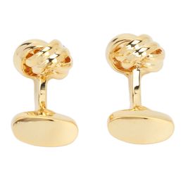 Cuff Links Knot Cufflinks Twisted Style Double Layer Gold Plating Design Brass Shirt for Men K 230710