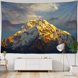 Tapestries of Mountain Peak Tapestry Himalayas Scenery Wall Hanging Cloth Backdrop Beach Mat Dorm Home Decor R230710