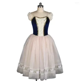 Stage Wear Professional Custom Ballet TUTU Blue Dress For Children And Adults Women Performing Tulle Pompon Competition