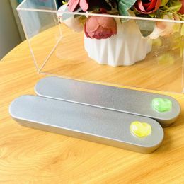 Silver Tin Yellow Green Heart Mini Pencil Case School Office Supplies Box For Kids Stationery