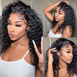 26Inch Loose Deep Wave Frontal Wigs For Women Curly Human Hair Brazilian 13x4 Wet And Wavy Water Wave HD Lace Front Wig