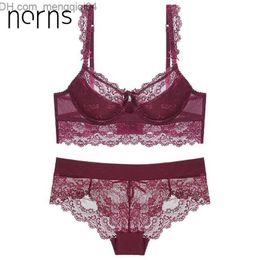 Bras Sets Norns women Thin sexy lace bralette set underwear push up lingerie femme sexy bra and lace plus size lingerie set LJ201211 Z230711