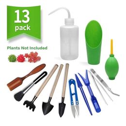 Other Garden Tools 13Pcs Planter Kit DIY Sowing Shovel Scoop Bucket Spoon Succulents Seedlings Tool Bonsai Fertilizer Drilling Device 230710