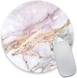 Pink Marble Round Mouse Pad Waterproof Circular Small Mouse Pads with Designs Non-Slip Rubber MousePads for Office Home Laptop