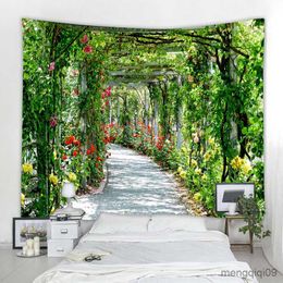 Tapestries Floral Tapestry Arched Flower Trail Wall Hanging Tapestry Art Deco Blanket Curtain Hanging At Home Bedroom Living Room Deco R230710