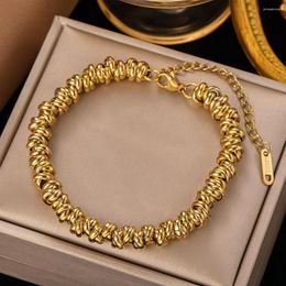 Link Bracelets 316L Stainless Steel Gold Colour Annularity Bracelet For Women 2023 Luxury Designer Fashion Girls Body Jewellery Gifts Wholesale