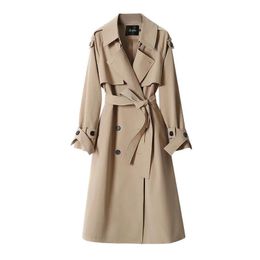 Raincoats Belt Trench Coats Women Autumn Winter New Korean Classic Double Breasted University Style Loose Long Female Clothing Outwear