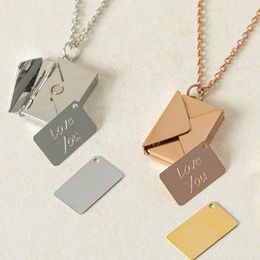Pendant Necklaces Creative Love Letter Envelope Necklace Customized Stainless Steel Jewelry Valentine Day Gift You