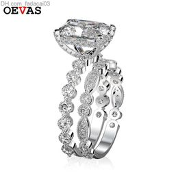 Wedding Rings OEVAS 100 925 sterling silver Wedding ring set suitable for women sparkling creating gem diamond Engagement ring exquisite jewelry gifts Z230712