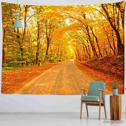 Tapestries Paulownia Bamboo Forest Wall Hanging Landscape Painting Tapestry Living Room Simple Background Cloth Decor R230710
