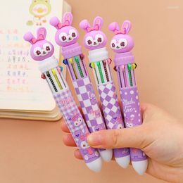 12Pcs/Lot Cartoon Cute 10 Colours Ballpoint Pens Kawaii Purple Multicolor Ball Point Pen School Office Supplies Gift